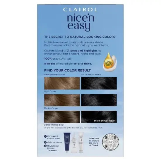 Clairol Nice'n Easy Permanent Hair Color Cream Kit - Black image {2}