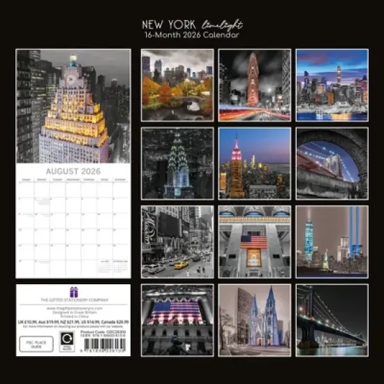 2026 Square Wall Calendar, New York Limelight, 16-Month Passport Collection Theme with 180 Reminder Stickers (12x12 In) image {3}