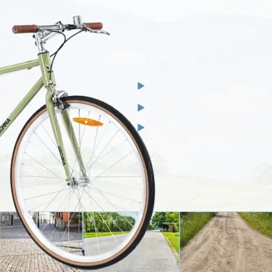 INFURNIC Bicycles, Hybrid Bicycle with Single Speed, Bicycles for Men Women Adults, Commuter Bike with Adjustable Seat, Green, 64.97"*24.41"*38.52" image {4}