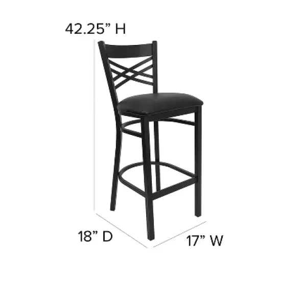 Flash Furniture Black ''X'' Back Metal Restaurant Barstool image {3}