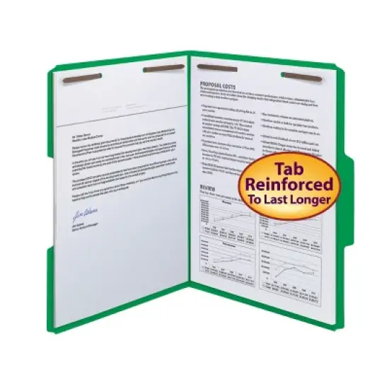 Smead Fastener File Folder, 2 Fasteners, Reinforced 1/3-Cut Tab, Letter Size, 50 per Box image {10}