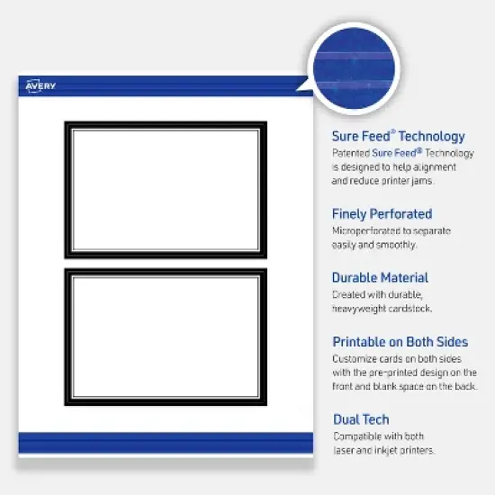 Avery Printable Rectangle Postcards, Double Black Border, 4" x 6", Matte White Rectangle Postcards, Laser/Inkjet, 20ct, Great for Postcards image {2}