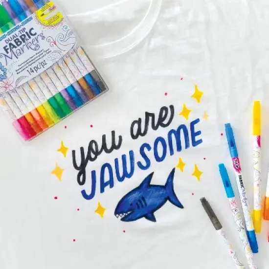 Tulip Color 14pk Dual-Tip Fabric Markers Rainbow image {4}