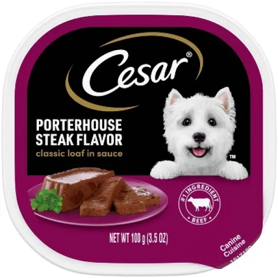 Cesar Classic Loaf in Sauce Porterhouse Steak, Beef and Gravy Flavor Small Breed Wet Dog Food - 3.5oz image {9}