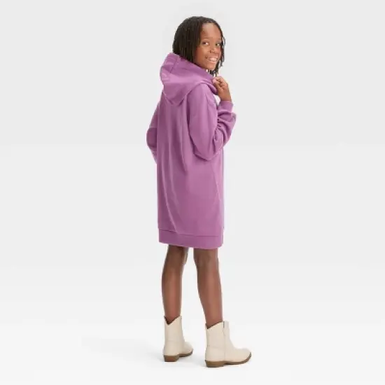 Girls' Afro Unicorn Sweatshirt Dress - Dark Purple image {1}