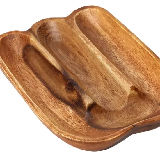 Storied Home Acacia Wood Divided Tray, Natural image {3}