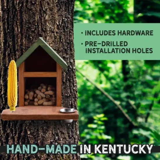 Uncle Dunkels Ultimate Squirrel and Chipmunk Feeder; Rustic Handmade Squirrel Food Box image {5}