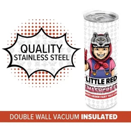 SMASHCRAFT 20 ounce Stainless Steel Double Walled Insulated Travel Tumbler Coffee Mug Cup, Little Red Riding Hood Comic image {3}