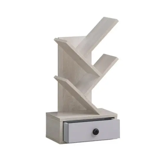 Tangkula 5-Tier Tree Bookshelf w/ Wooden Drawer Display Storage Organizer Rack image {10}