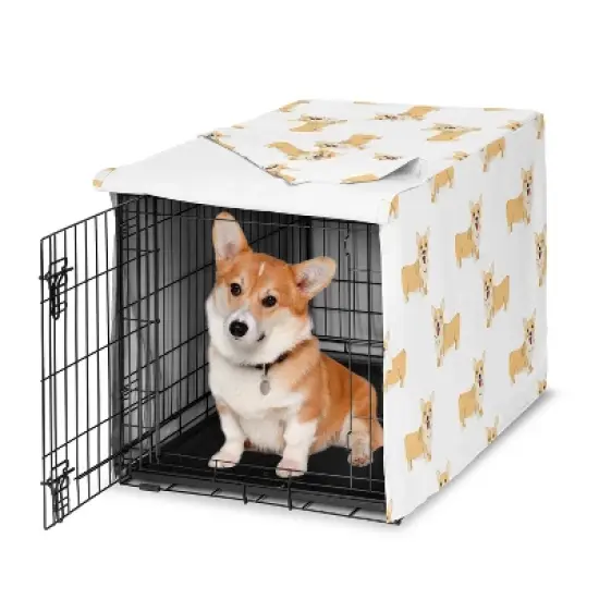 Sweet Jojo Designs Boy, Girl, Unisex/Gender Neutral Dog Crate Kennel Cover 36in. Corgi Cartoon Puppy Orange and White image {6}