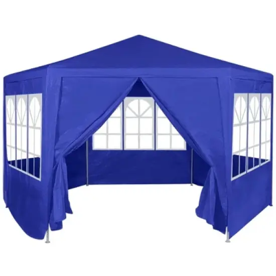 vidaXL Gazebo Blue 100% PE fabric 6.6x6.6 ft Foldable Gazebo image {11}
