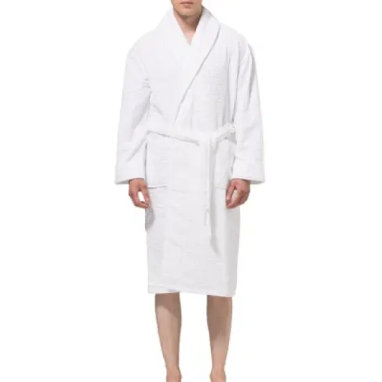 Alpine Swiss Dario Mens Luxury Waffle Knit Cotton Bathrobe Shawl Collar Hotel Spa Robe image {7}