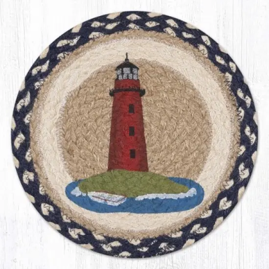 Earth Rugs Red Lighthouse Printed Round Trivet &ndash; 10" Coastal Kitchen Accent image {3}