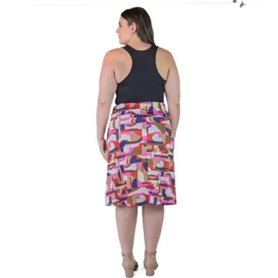 Plus Size Knee Length Abstract Print Elastic Waistband Skirt image {1}