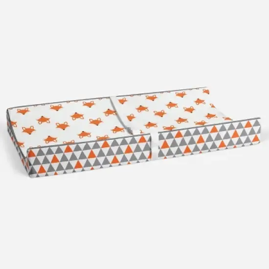 Bacati - Playful Fox Quilted Changing Pad Cover -Traingles in Gussett image {3}
