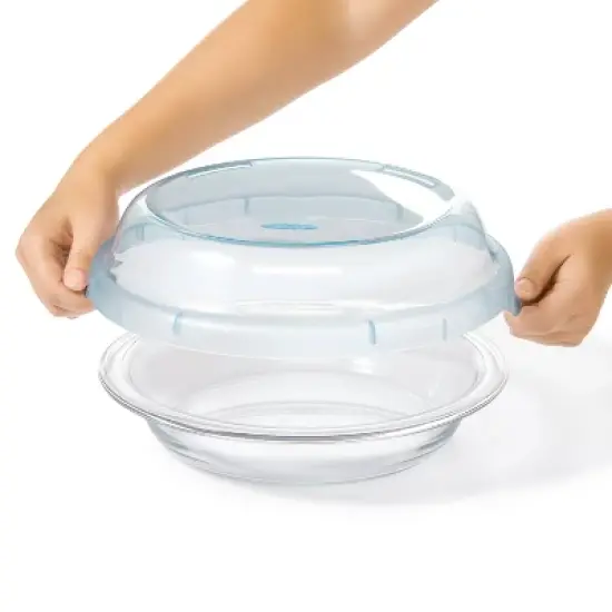 OXO Glass Deep Dish Pie Plate with Lid: Round Pie Pan & Carrier, Dishwasher-Safe, 44.8 Volume Capacity image {2}