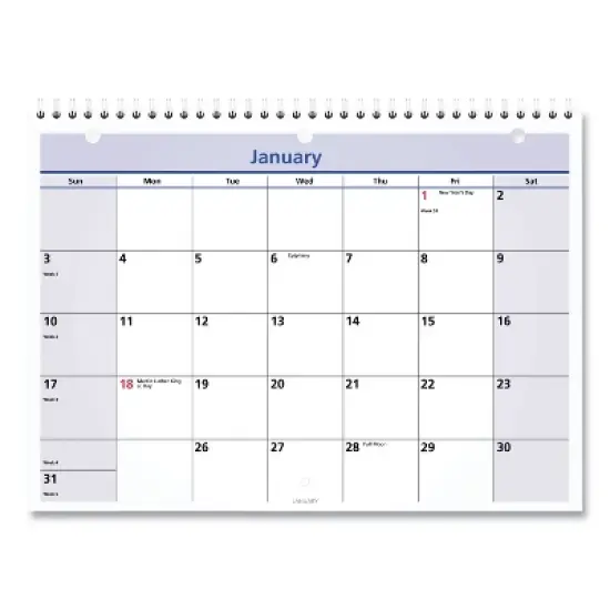 QuickNotes Desk/Wall Calendar, 3-Hole Punched, 11 x 8, White/Blue/Yellow Sheets, 12-Month (Jan to Dec): 2026 image {5}