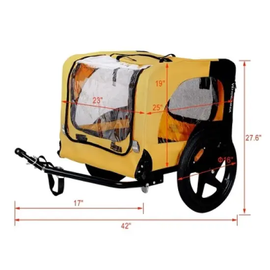 Foldable Dog Bike Trailers, Pet Bike Trailer With 16 Inch Wheels, Up To 88 Pounds Capacity, Internal Leash, Non-Slip Floor Mesh Dog Bike Trailer image {4}