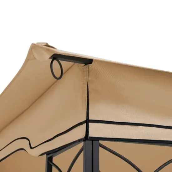 Gulches 10x12 Ft Outdoor Patio Gazebo Replacement Canopy - Double Tiered Tent Roof Cover Only (Frame Not Included), Tan image {4}
