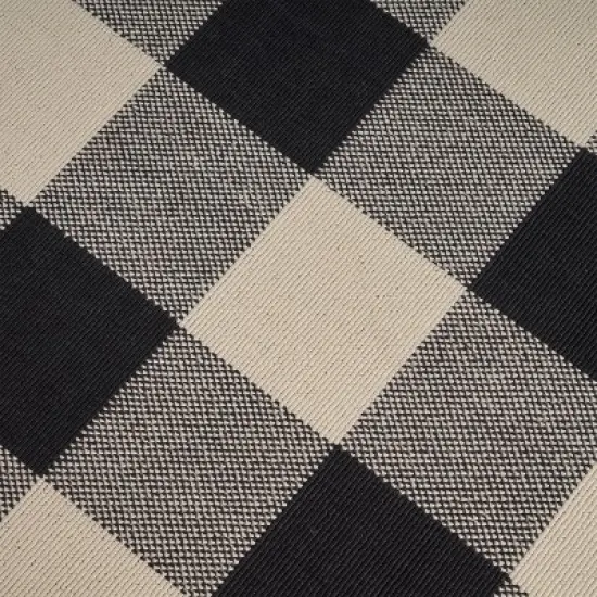 Crossroads Check Outdoor Rug Black/Ivory - Christopher Knight Home image {4}