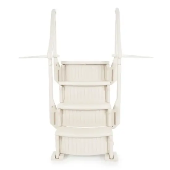 Confer 4 Step Above Ground Outdoor Swimming Pool Ladder Stair Step System with Built-In Handrails for Safe Entry and Exit, Beige image {1}