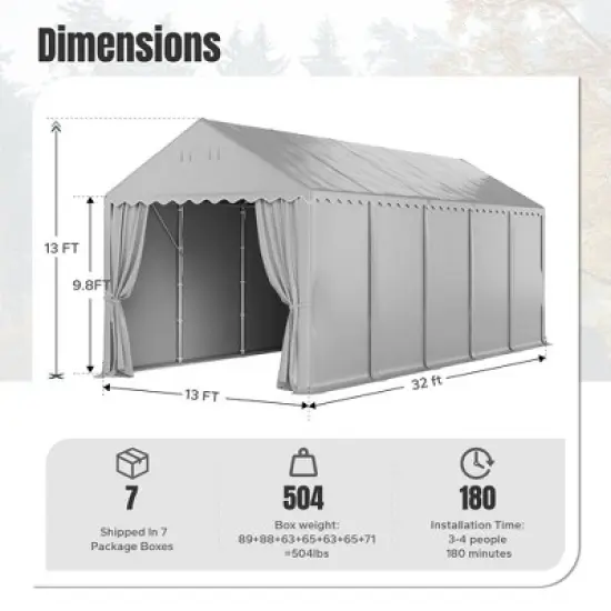 Captiva Designs 13&rsquo;x26&rsquo; & 13&rsquo;x32&rsquo; Heavy-Duty Canopy Tents &ndash; Waterproof, UV Resistant with Vents & Sidewalls for Events, Markets, Weddings, and Parties image {14}