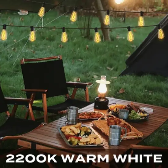 BrightLux 12ct LED 24ft Spiral ST38 Indoor Outdoor Filament String Lights Warm White Bulbs with Black Wire: ETL Listed, Electric Powered, PET Material image {8}