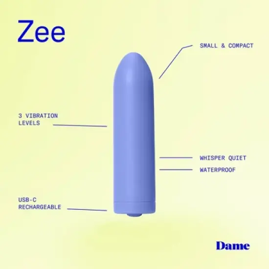 Dame Zee Travel-Sized Bullet Vibrator - Periwinkle image {4}