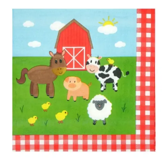 Juvale 144 Pieces Barnyard Birthday Party Supplies, Paper Plates, Napkins, Cups, Cutlery, Serves 24 Guests image {5}