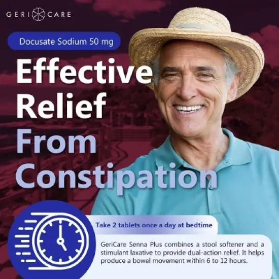 Gericare Docusate Sodium Senna 8.6mg/50mg Tablet, 1000 Ct image {3}