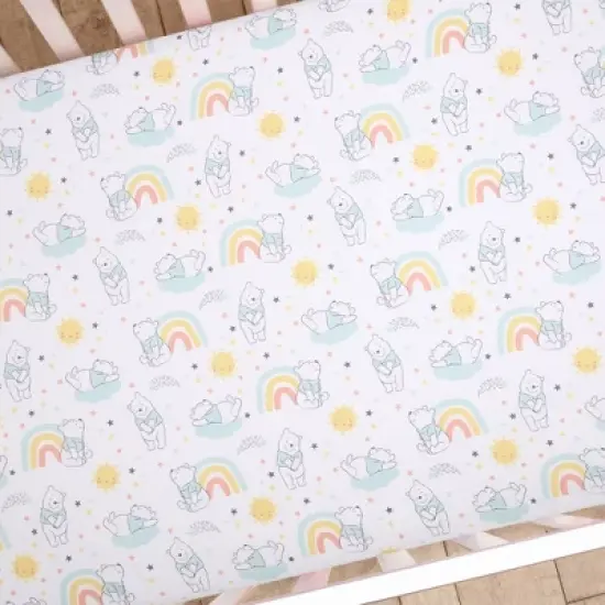 Lambs & Ivy Disney Baby Cozy Friends Winnie The Pooh Fitted Crib Sheet - White image {1}