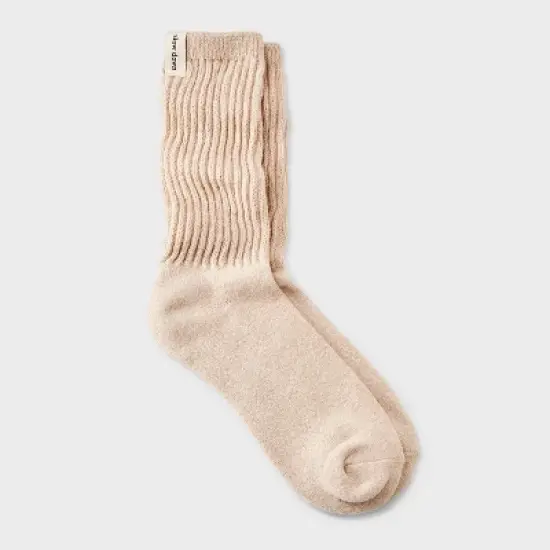 Women's Ultra Soft Ribbed Cushioned Slouch Crew Socks with Woven label - Auden&trade; 4-10 image {8}