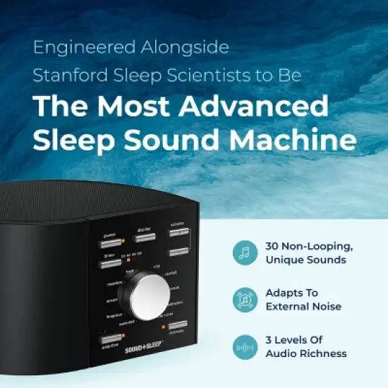 Sound+Sleep High Fidelity Sleep Sound Machine with 30 Guaranteed Non-Looping Nature Sounds, and Sleep Timer - Black image {1}