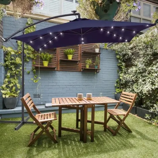 Sonkuki 8.2&times;8.2FT LED Solar Lighted Outdoor Patio Umbrella, Square Canopy Offset Umbrella for Villa Gardens, Lawns and Yard image {12}