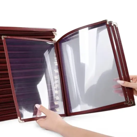 WeChef 30 Pack Menu Covers 8.5 x 11" Book Style Menu Holder 4 Pages 8 Views Restaurant Bar Burgundy image {8}