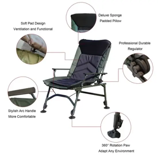 PAGED Camping Lounge Chairs with Adjustable Backrest,Outdoor Portable Chairs with Adjustable Foot Cup,Folding Recliner for Lawn,Beach image {3}