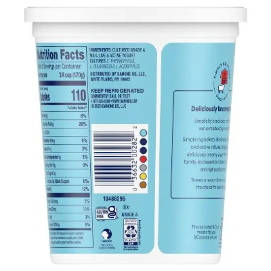 Dannon Whole Milk Non-GMO Project Verified Plain Yogurt - 32oz Tub image {4}