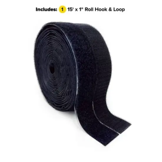 Wrap-It 15' x 1" Stick 'Em Adhesive Back Hook and Loop Roll: Cable & Cord Organizer, Cable Wrap, Black, 2-Year Warranty image {2}