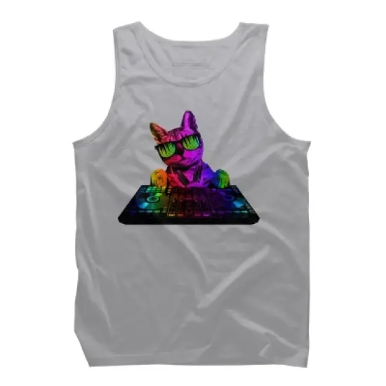 Men's Design By Humans Cool Cat DJ By clingcling Tank Top image {5}