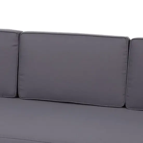 Aston Outdoor Mid-Century Modern Acacia Wood Sofa with Water-Resistant Cushions - Christopher Knight Home image {7}