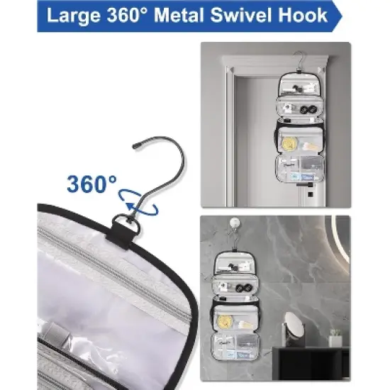 Narwey Toiletry Bag for Men, Hanging Toiletries Bag for Women Water Resistant Dopp image {6}