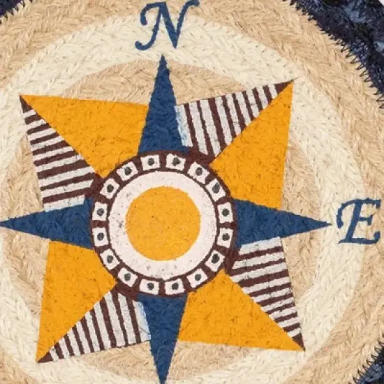 Earth Rugs Eco-Friendly Nautical Trivet &ndash; Blue and Tan Design on Braided Jute image {2}