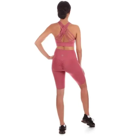 Memoi Women's Crosshatched Light Support Sports Bra with Removable Cups image {2}