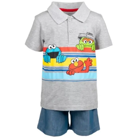 Sesame Street Elmo Cookie Monster Oscar the Grouch Baby Polo Shirt and Shorts Infant image {5}