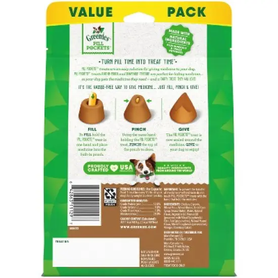 Greenies Chewy Dog Pill Pockets Peanut Butter Capsule Size Dog Treats image {1}
