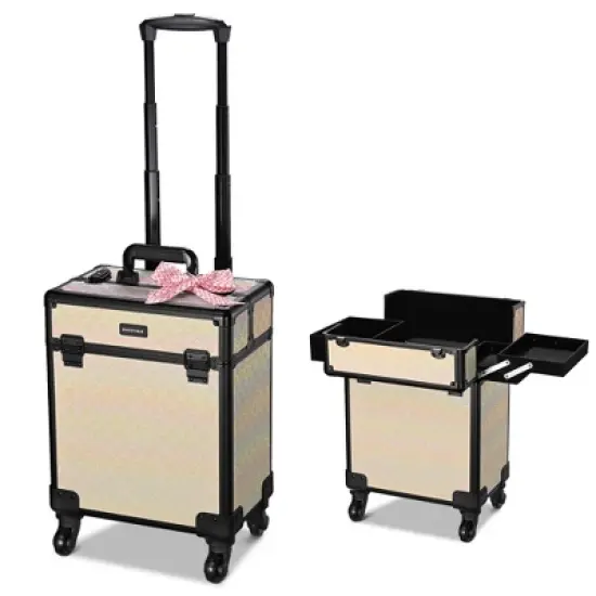 Byootique Rolling Makeup Train Case Cosmetic Trolley Organizer image {9}