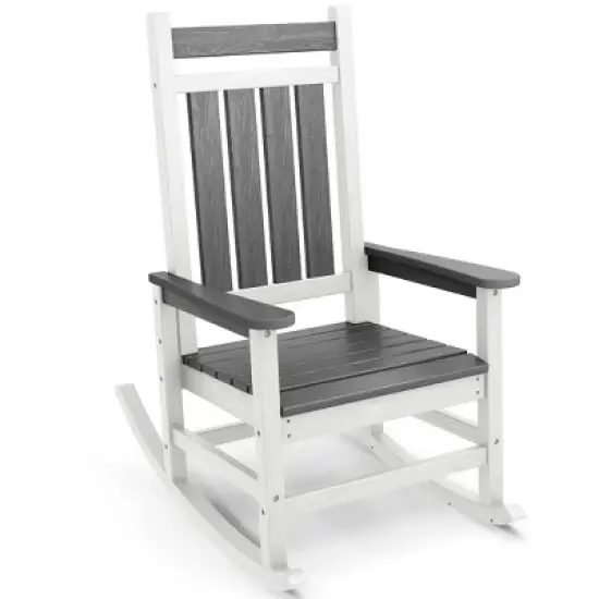 Hyleory HDPE Modern Resin Outdoor Rocking Chair, Patio Adirondack Chair for All Seasons image {15}