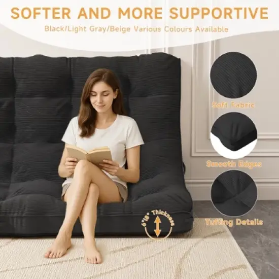 APRILSOUL Full Size Floor Mattress Futon Mattress Sleeping Pad Foldable Roll Up Mat, Sofa Couch Bed image {2}