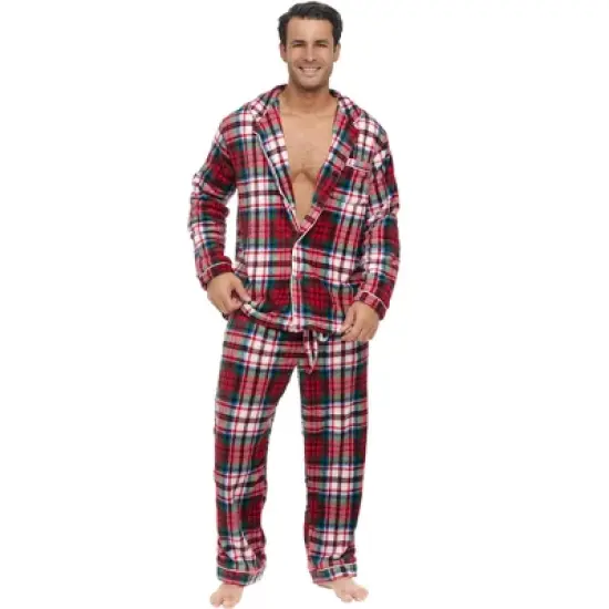 Men's Soft Plush Fleece Pajama Lounge Set, Warm Long Sleeve Shirt and Pants, PJ image {11}