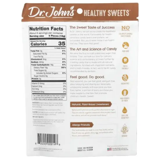 Dr. John's Healthy Sweets Butterscotch Hard Candy, + Fiber, Sugar Free, 3.85 oz (109 g) image {1}